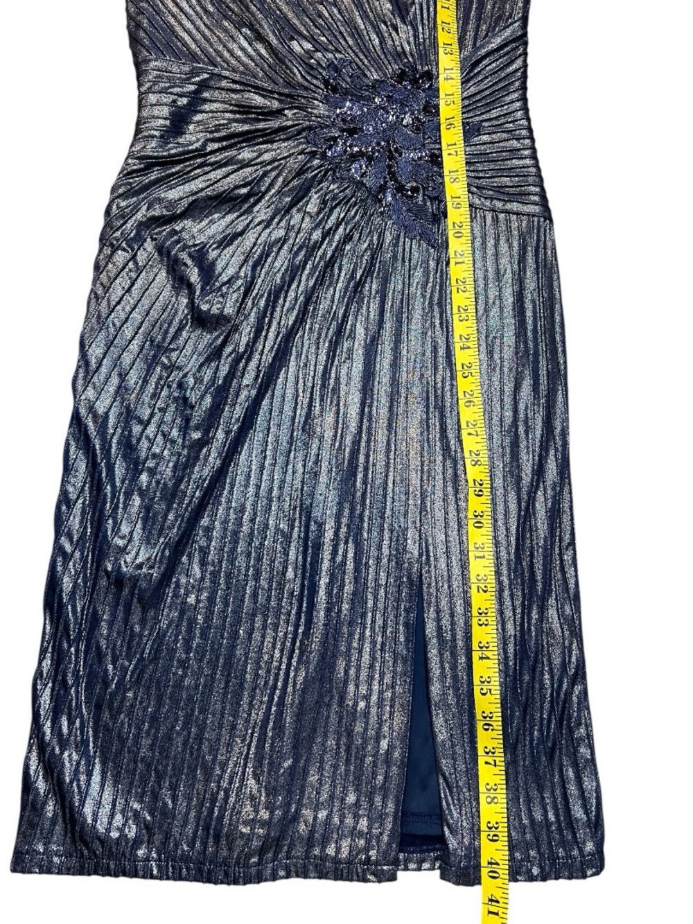Tadashi Shoji pleated metallic dress with lace - Picture 16 of 16